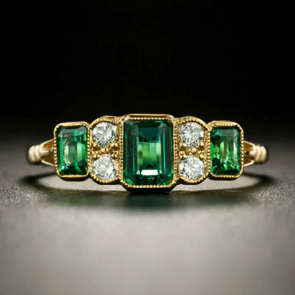 Ring Copper Light Luxury Geometric Zircon Women's