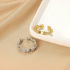 Ring Copper Microinlaid Zircon Geometric Star Ushaped Retro Electroplated For Women
