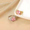 Ring Copper Microinlaid Zircon Geometric Star Ushaped Retro Electroplated For Women