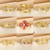 Ring Copper Microinlaid Zircon Geometric Star Ushaped Retro Electroplated For Women