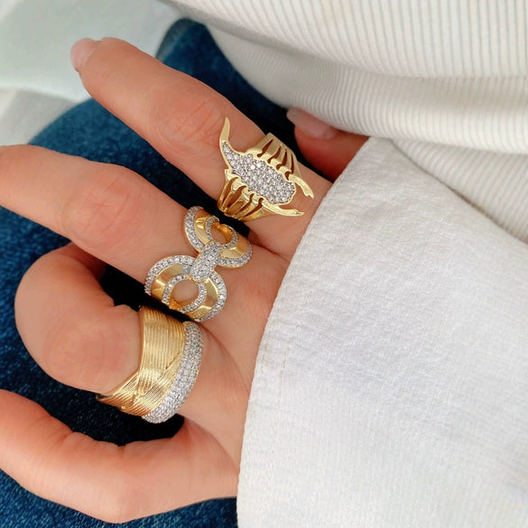 Ring Copper Plated Gold Geometric Style Electroplating Unisex