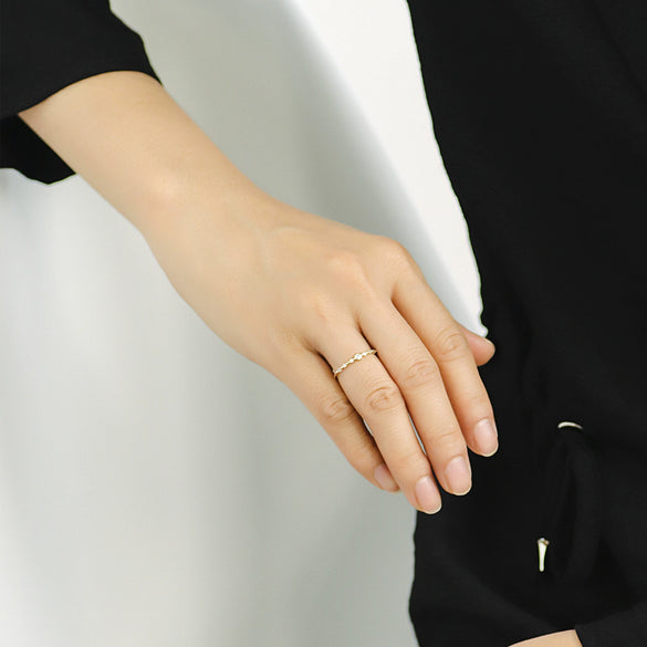 Ring Copper Real Gold Plating Geometric Wave Women's
