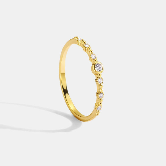 Ring Copper Real Gold Plating Geometric Wave Women's