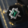 Ring Copper Square Geometric Crown Flower Women's Jewelry