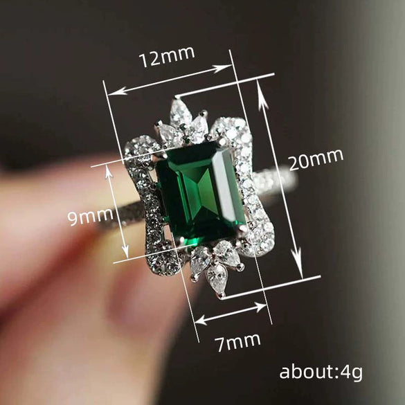 Ring Copper Square Geometric Crown Flower Women's Jewelry