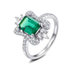 Ring Copper Square Geometric Crown Flower Women's Jewelry