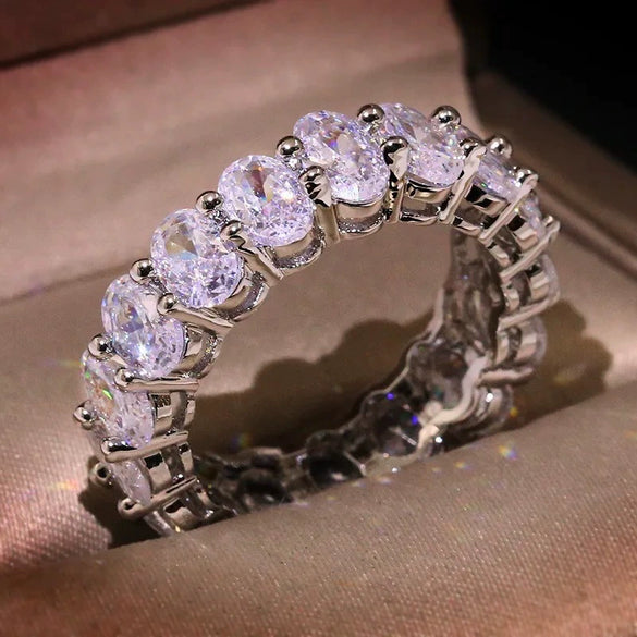 Ring Copper Zircon Diamond Geometric Women's