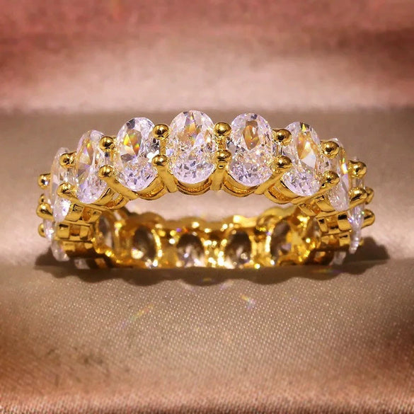 Ring Copper Zircon Diamond Geometric Women's