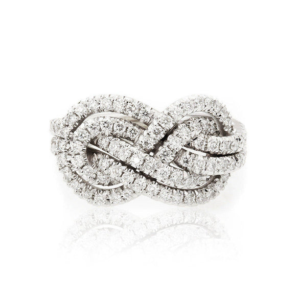 Ring Copper Zircon Geometric Cross Knot Design Women's Niche Exquisite Fashion