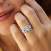 Ring Copper Zircon Geometric Cross Knot Design Women's Niche Exquisite Fashion