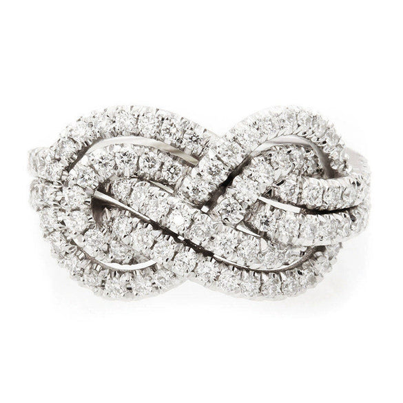 Ring Copper Zircon Geometric Cross Knot Design Women's Niche Exquisite Fashion