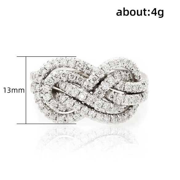 Ring Copper Zircon Geometric Cross Knot Design Women's Niche Exquisite Fashion