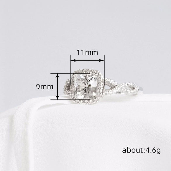 Ring Copper Zircon Geometric Princess Style
