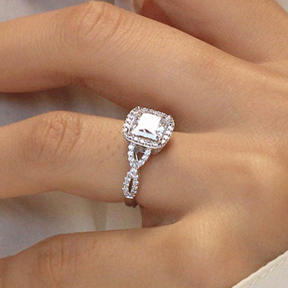 Ring Copper Zircon Geometric Princess Style