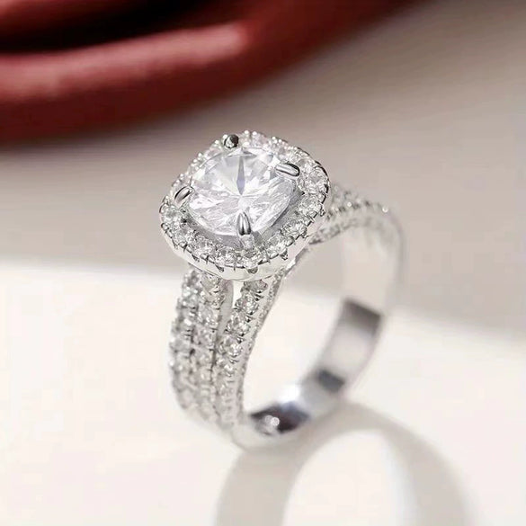 Ring Copper Zircon Inlay Geometric Women's Luxury Engagement