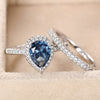 Ring Copper Zircon Water Drop Pear Shape Geometric Style Unisex
