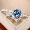 Ring Copper Zircon Water Drop Pear Shape Geometric Style Unisex