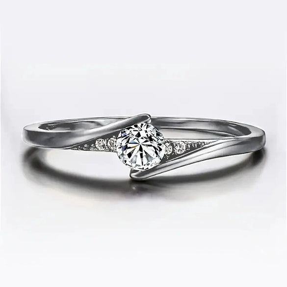 Ring Copper Zirconia Geometric Style Swing Arm Design For Women