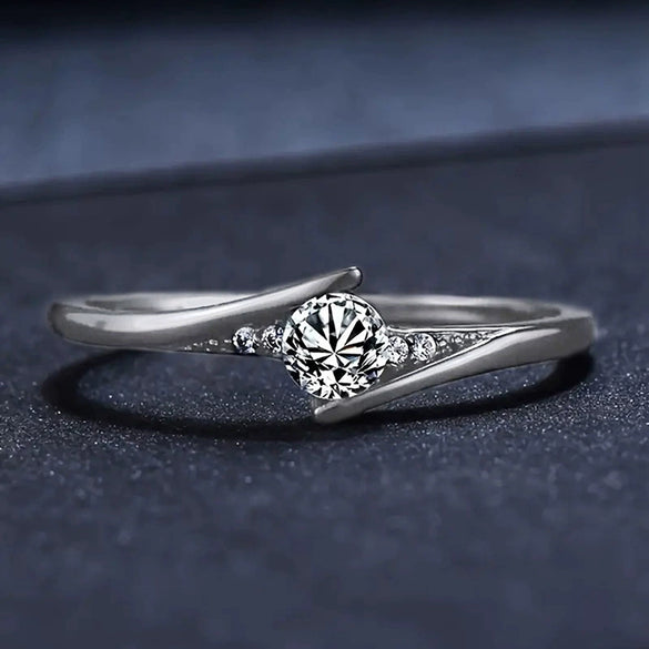Ring Copper Zirconia Geometric Style Swing Arm Design For Women