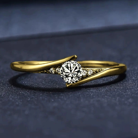 Ring Copper Zirconia Geometric Style Swing Arm Design For Women