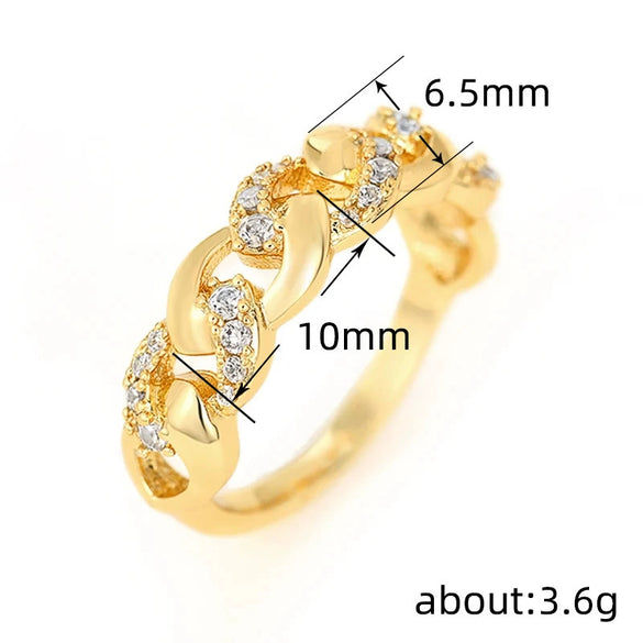 Ring Copper Zirconia Geometric Unisex Hip Hop Business Accessories
