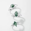 Ring Geometric Natural Green Moss Stone S925 Silver Inlaid Aquatic Agate Open Retro Style