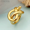 Ring Geometrically Shaped Irregular Titanium Steel Electroplated 14K Gold