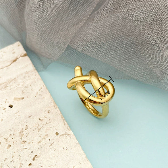 Ring Geometrically Shaped Irregular Titanium Steel Electroplated 14K Gold
