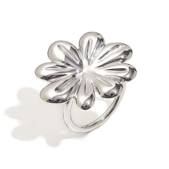 Ring Hand Jewelry Stainless Steel Electroplated 18K Gold Flower Style