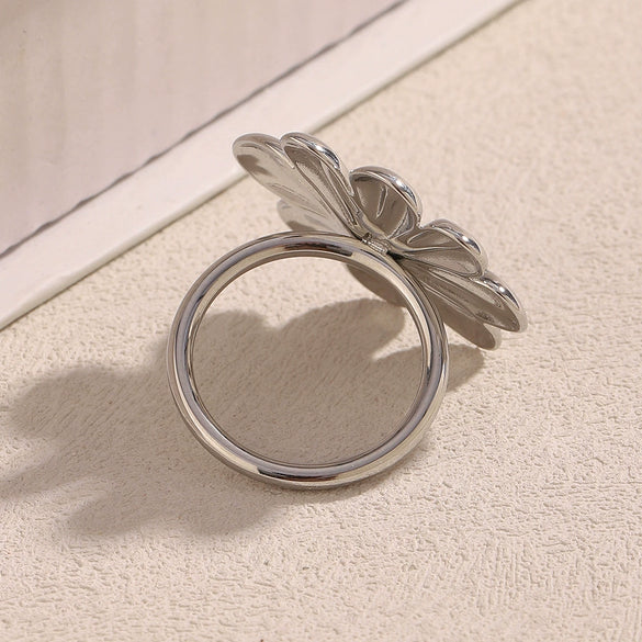 Ring Hand Jewelry Stainless Steel Electroplated 18K Gold Flower Style