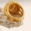 Ring Hand Jewelry Stainless Steel 18K Gold Plated Geometric Flower Zircon Electroplated