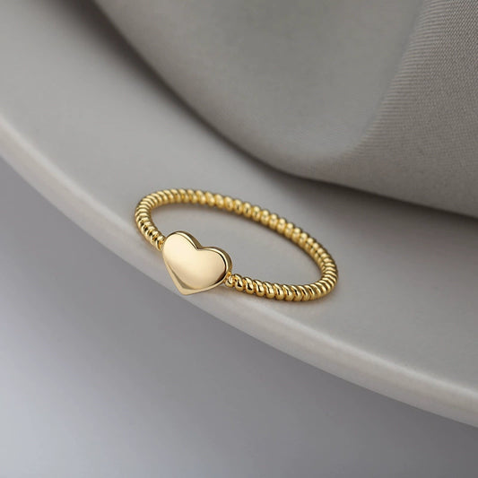 Ring Heartshaped Copper 18K Goldplated Minimalist Pattern