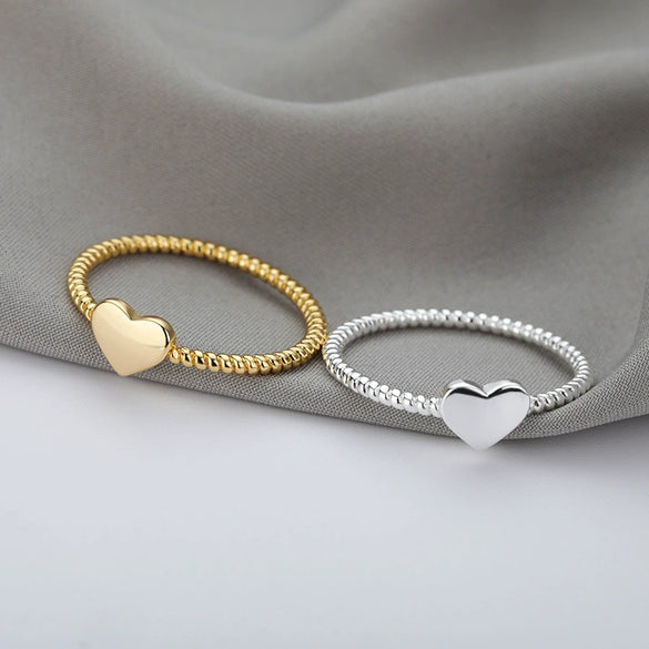 Ring Heartshaped Copper 18K Goldplated Minimalist Pattern