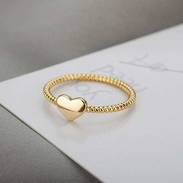 Ring Heartshaped Copper 18K Goldplated Minimalist Pattern