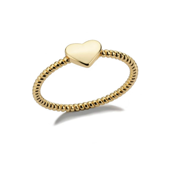 Ring Heartshaped Copper 18K Goldplated Minimalist Pattern