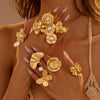 Ring Imitation Pearl Inlaid Titanium Steel Stainless Steel 18K Gold Plated Bow Design Light Luxury Style