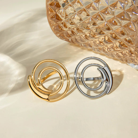Ring Jewelry Stainless Steel Geometric Style Electroplated Irregular Thread Circle
