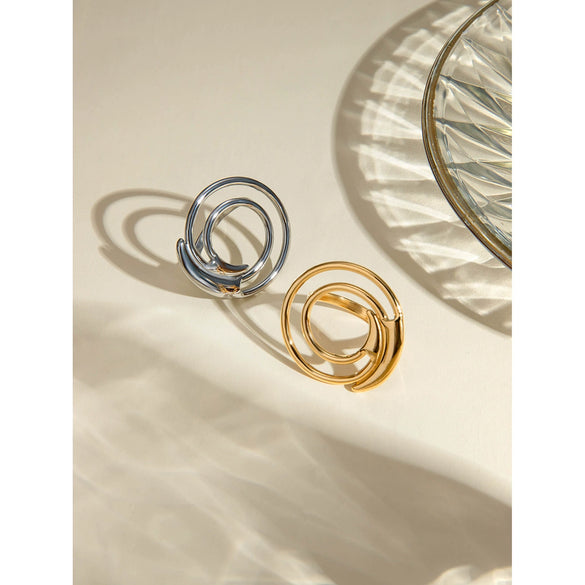 Ring Jewelry Stainless Steel Geometric Style Electroplated Irregular Thread Circle