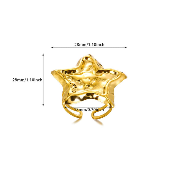Ring Jewelry Stainless Steel Heartshaped Starfish Geometric Style Electroplating