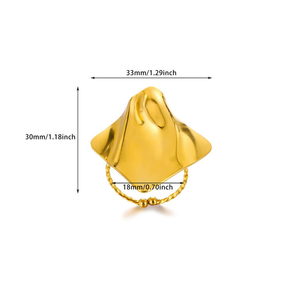 Ring Jewelry Stainless Steel Heartshaped Starfish Geometric Style Electroplating