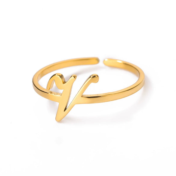 Ring Jewelry Stainless Steel Letter Pattern Electroplating Creative Fashion