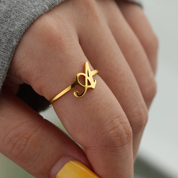 Ring Jewelry Stainless Steel Letter Pattern Electroplating Creative Fashion