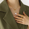 Ring Link Pendant Necklace Titanium Steel Gold Plated Geometric Design Trendy Clavicle Chain For Girlfriend