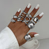 Ring Metal Geometric Electroplated Liquid Metal Pleated Irregular Cross Water Drop Hug Open Style For Women