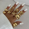 Ring Metal Geometric Electroplated Liquid Metal Pleated Irregular Cross Water Drop Hug Open Style For Women