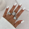 Ring Metal Geometric Electroplated Liquid Metal Pleated Irregular Cross Water Drop Hug Open Style For Women
