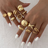 Ring Metal Geometric Electroplated Liquid Metal Pleated Irregular Cross Water Drop Hug Open Style For Women