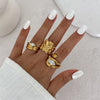 Ring Metal Geometric Electroplated Liquid Metal Pleated Irregular Cross Water Drop Hug Open Style For Women