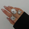 Ring Metal Geometric Electroplating Liquid Metal Pleated Baroque Pearl