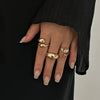 Ring Metal Geometric Electroplating Liquid Metal Pleated Baroque Pearl